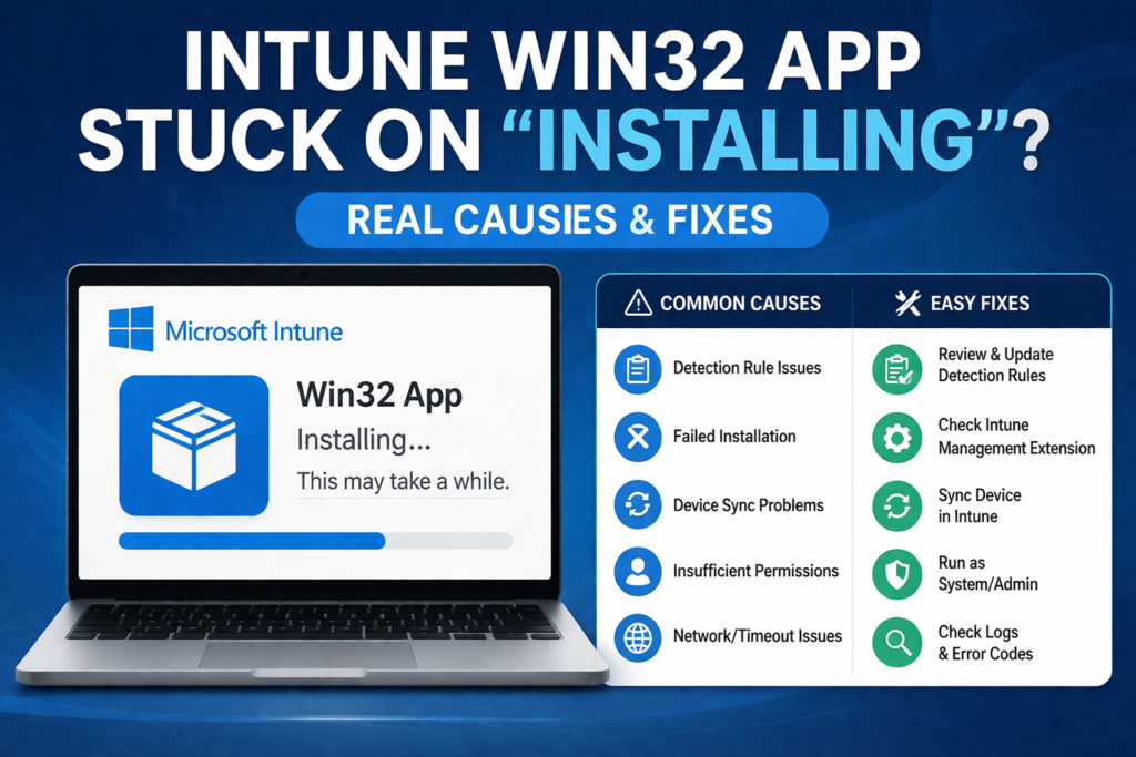 intune win32 app stuck installing error