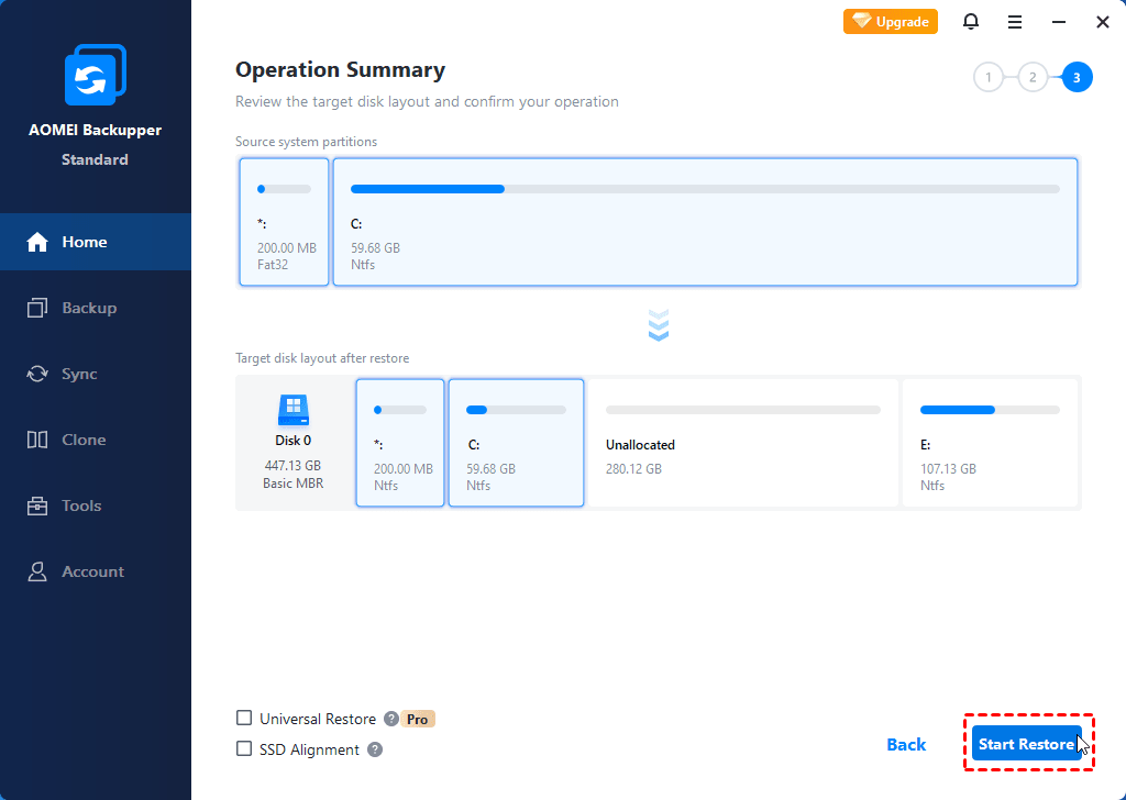 aomei backupper system backup interface windows