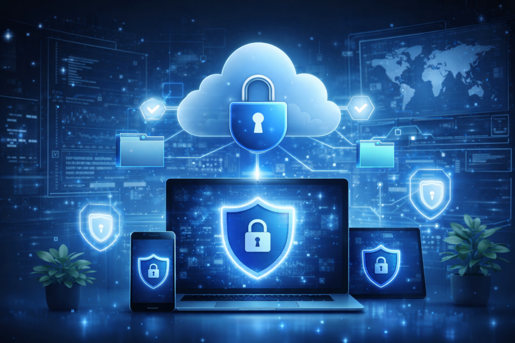 secure cloud storage encryption illustration